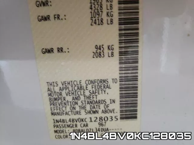 1N4BL4BV0KC128035 фото 2