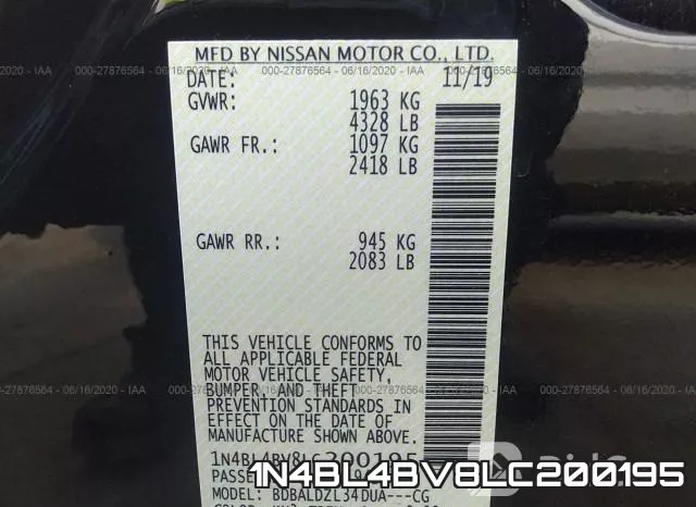 1N4BL4BV8LC200195 фото 9
