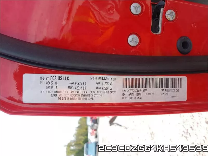 2C3CDZGG4KH543539 фото 2