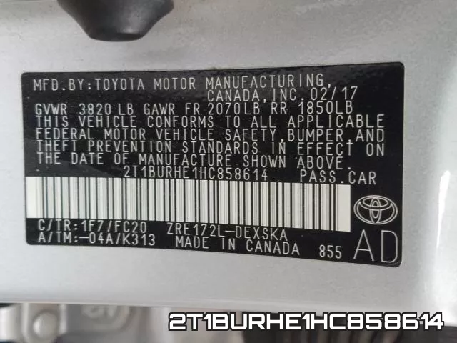2T1BURHE1HC858614 фото 2
