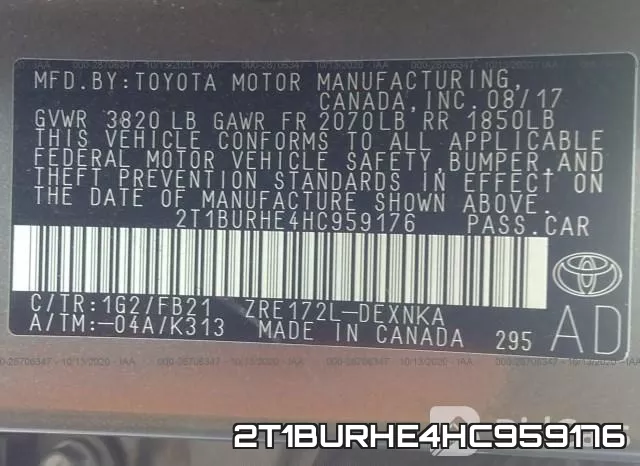 2T1BURHE4HC959176 фото 10
