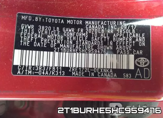 2T1BURHE5HC959476 фото 10