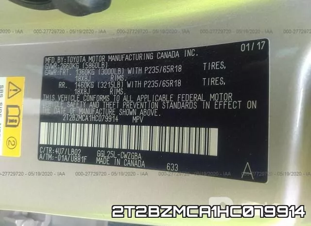 2T2BZMCA1HC079914 фото 10