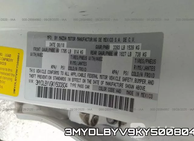 3MYDLBYV9KY500804 фото 10