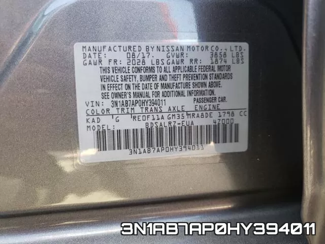 3N1AB7AP0HY394011 фото 2