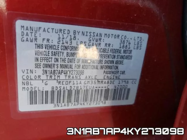 3N1AB7AP4KY273098 фото 2