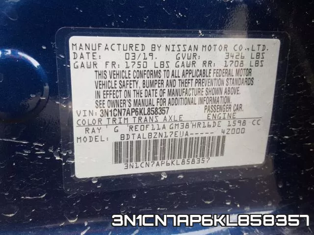 3N1CN7AP6KL858357 фото 2