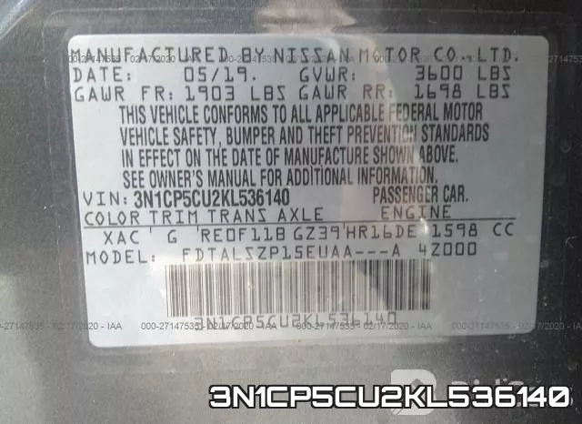 3N1CP5CU2KL536140 фото 10