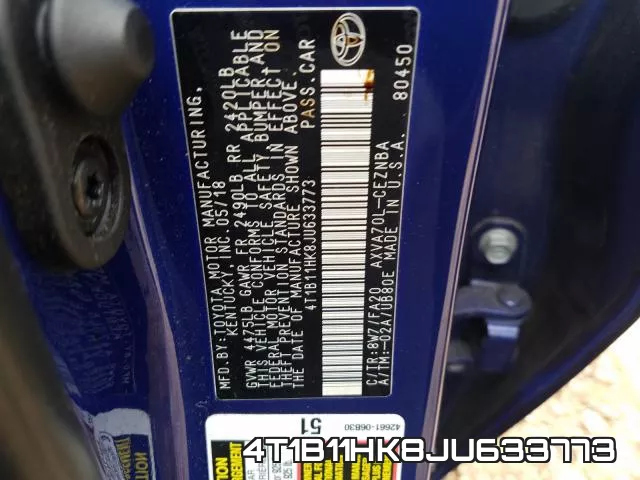 4T1B11HK8JU633773 фото 2
