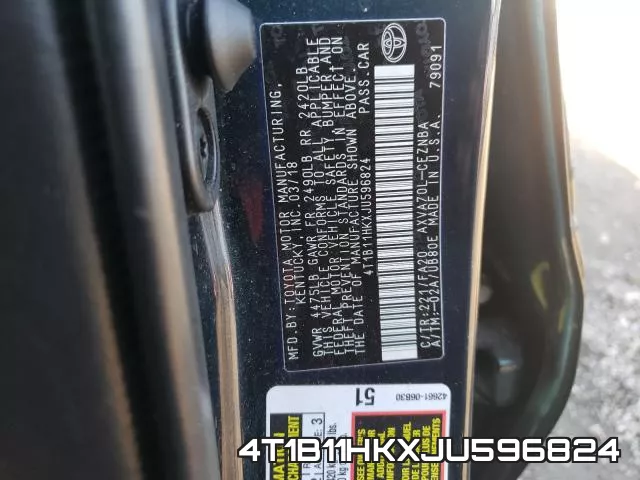 4T1B11HKXJU596824 фото 2