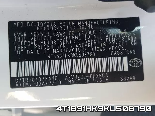 4T1B31HK3KU508790 фото 2
