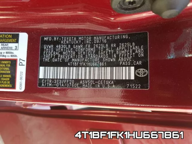 4T1BF1FK1HU667861 фото 2