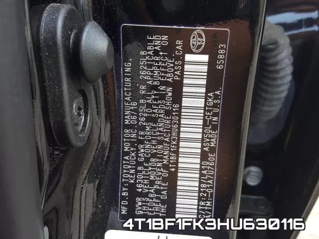 4T1BF1FK3HU630116 фото 2