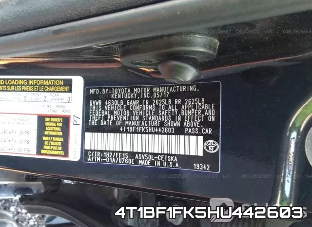 4T1BF1FK5HU442603 фото 10