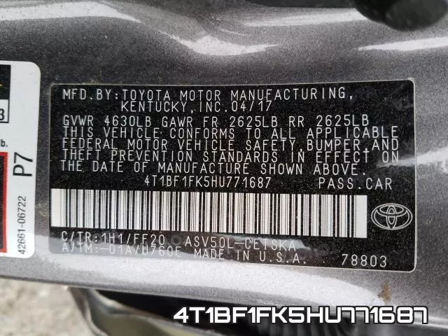 4T1BF1FK5HU771687 фото 2
