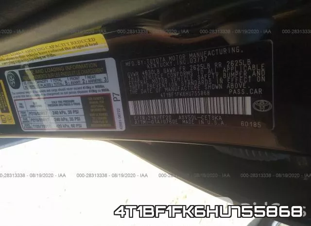4T1BF1FK6HU755868 фото 10