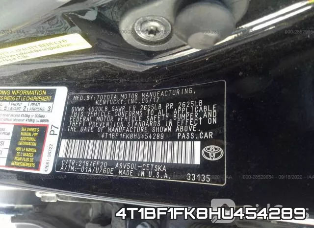 4T1BF1FK8HU454289 фото 10