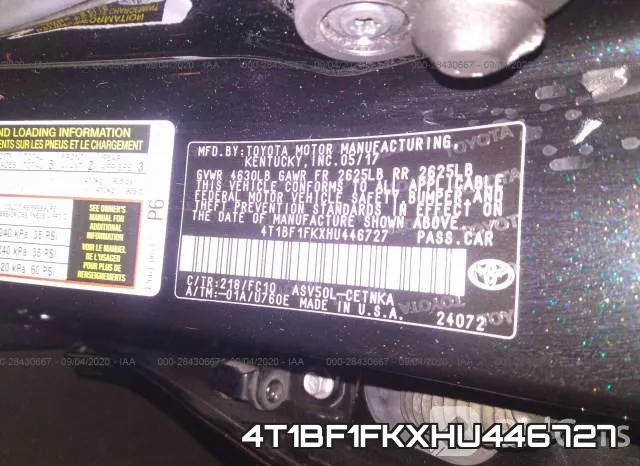 4T1BF1FKXHU446727 фото 10