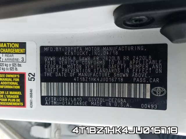 4T1BZ1HK4JU016718 фото 2
