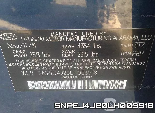 5NPEJ4J20LH003918 фото 10