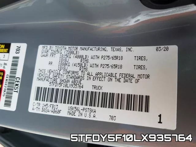5TFDY5F10LX935764 фото 2