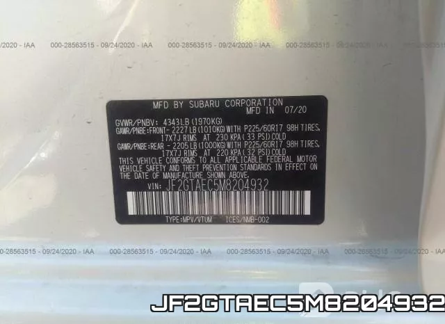 JF2GTAEC5M8204932 фото 10