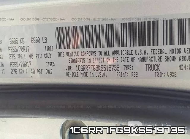 1C6RR7FG9KS519735 фото 10