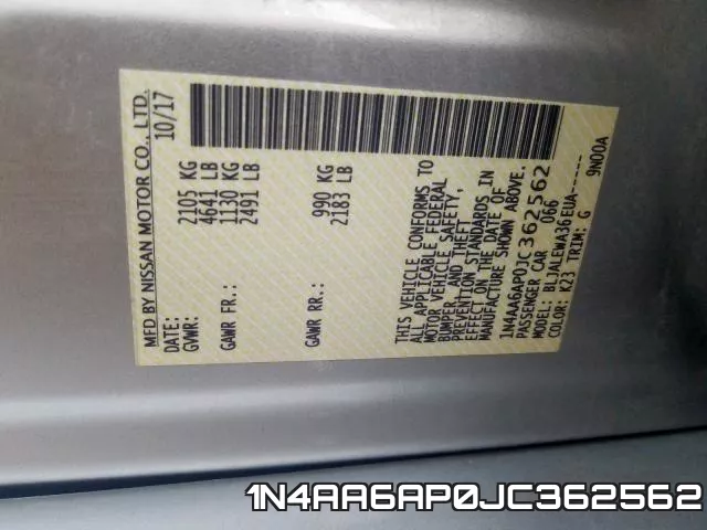 1N4AA6AP0JC362562 фото 2