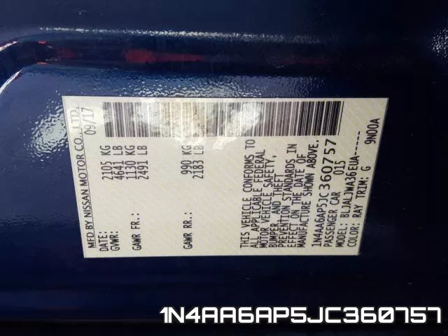 1N4AA6AP5JC360757 фото 2