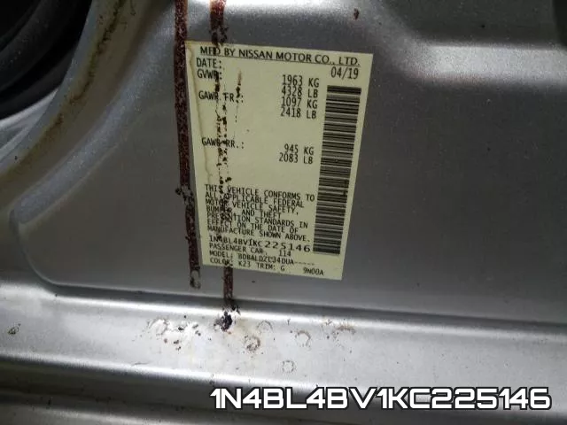 1N4BL4BV1KC225146 фото 2
