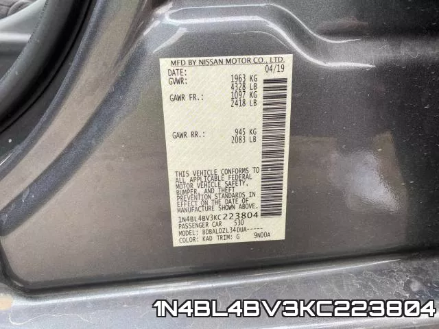 1N4BL4BV3KC223804 фото 2