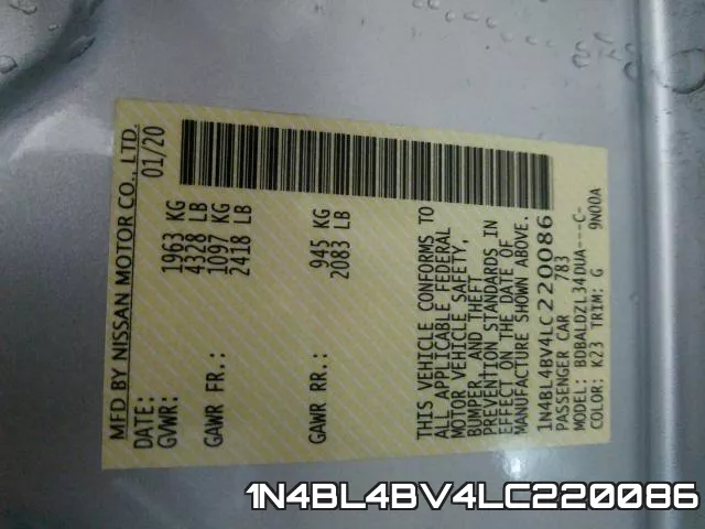 1N4BL4BV4LC220086 фото 2