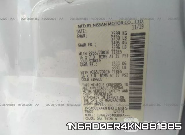 1N6AD0ER4KN881885 фото 10