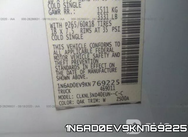 1N6AD0EV9KN769225 фото 10