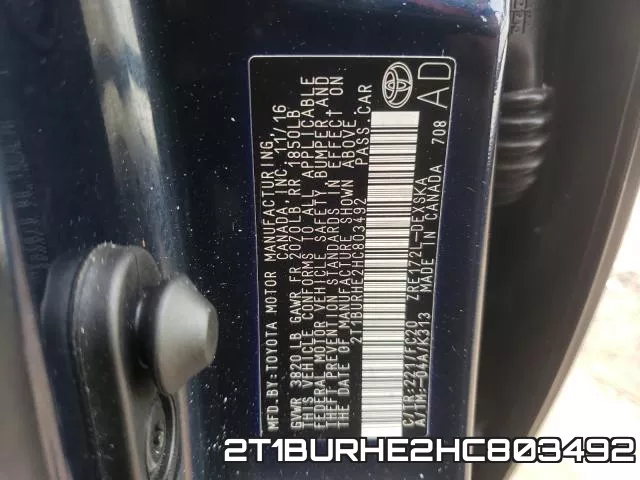2T1BURHE2HC803492 фото 2