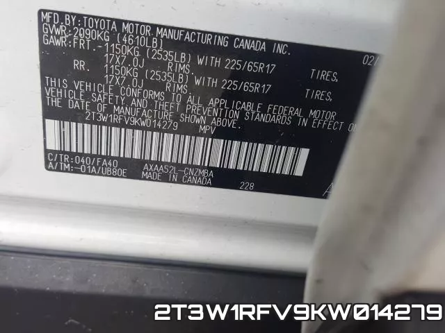 2T3W1RFV9KW014279 фото 2