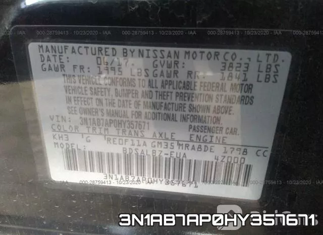 3N1AB7AP0HY357671 фото 10