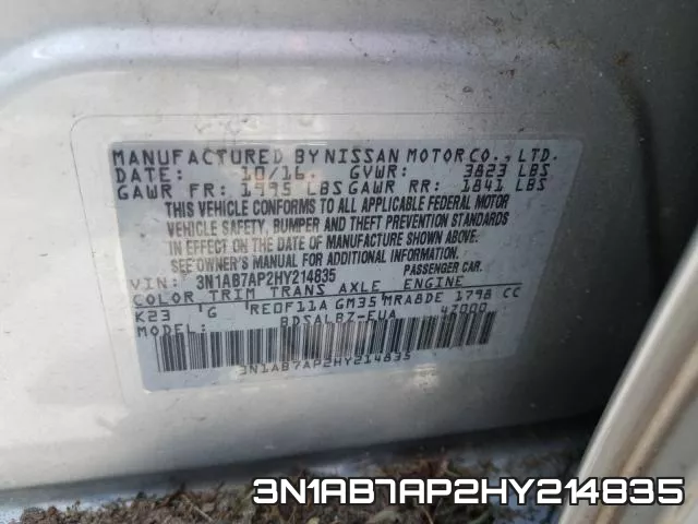 3N1AB7AP2HY214835 фото 2