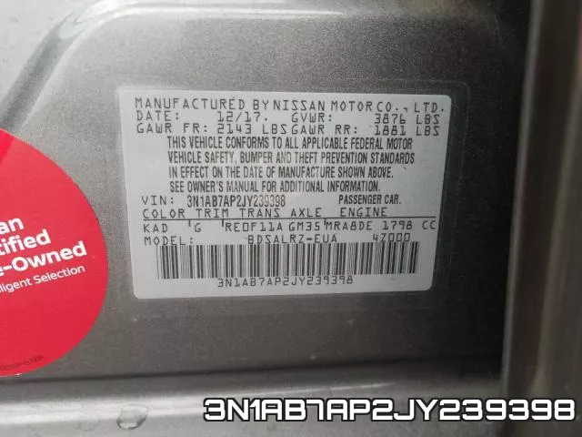 3N1AB7AP2JY239398 фото 2