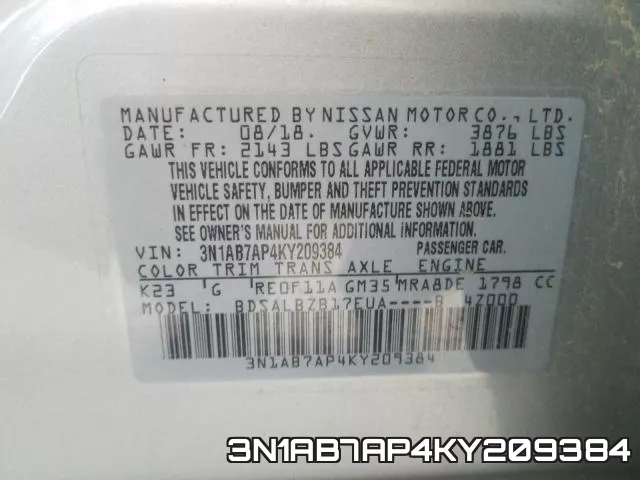 3N1AB7AP4KY209384 фото 2