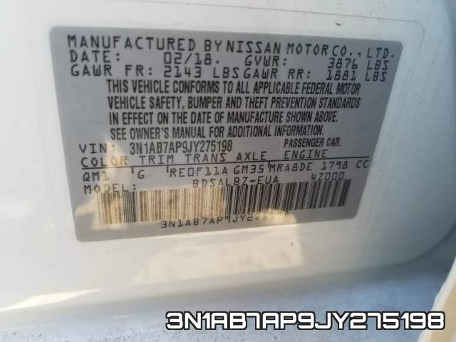 3N1AB7AP9JY275198 фото 2