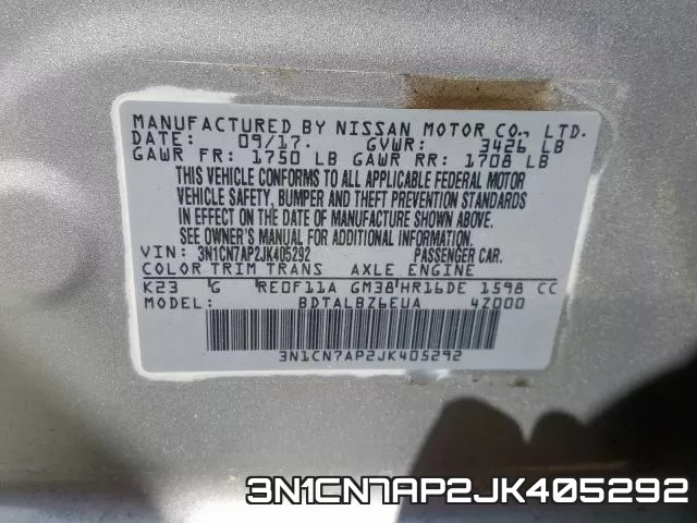 3N1CN7AP2JK405292 фото 2