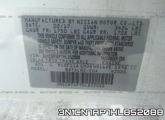 3N1CN7AP7HL852088 фото 9