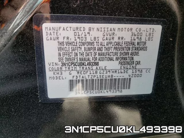 3N1CP5CU0KL493398 фото 2