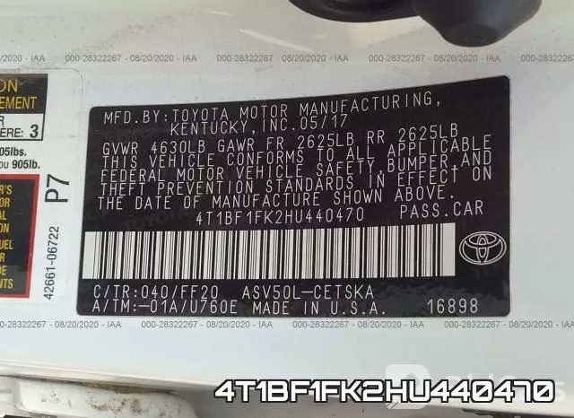 4T1BF1FK2HU440470 фото 10