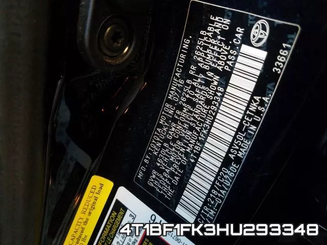 4T1BF1FK3HU293348 фото 2
