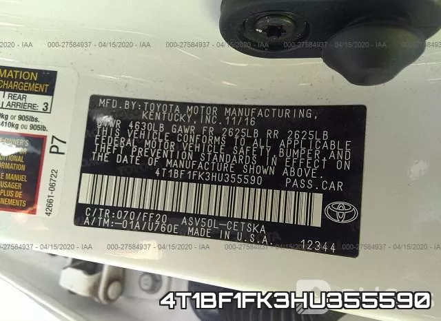 4T1BF1FK3HU355590 фото 10