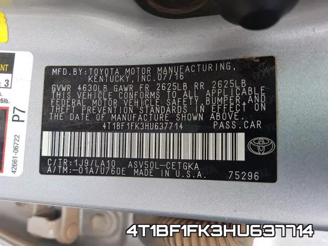 4T1BF1FK3HU637714 фото 2