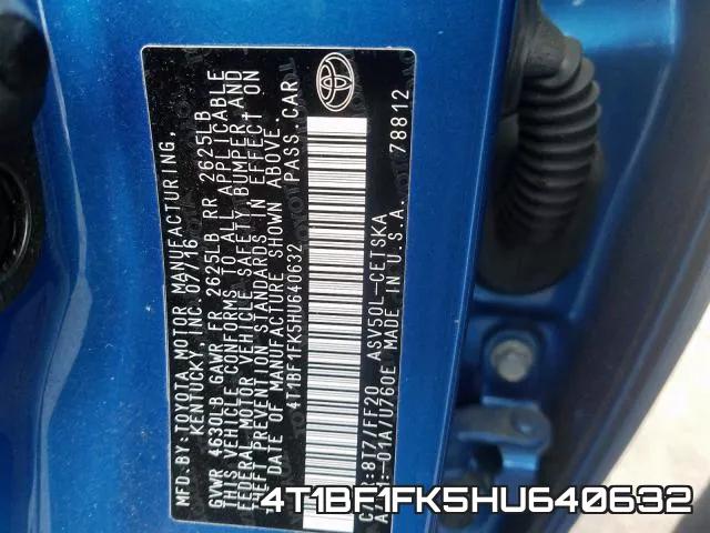 4T1BF1FK5HU640632 фото 2
