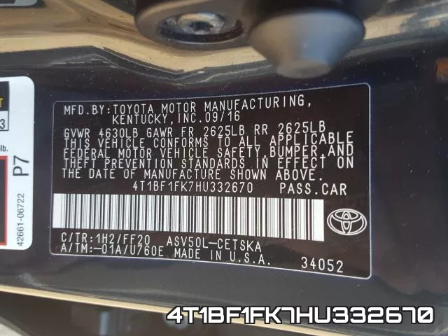 4T1BF1FK7HU332670 фото 2